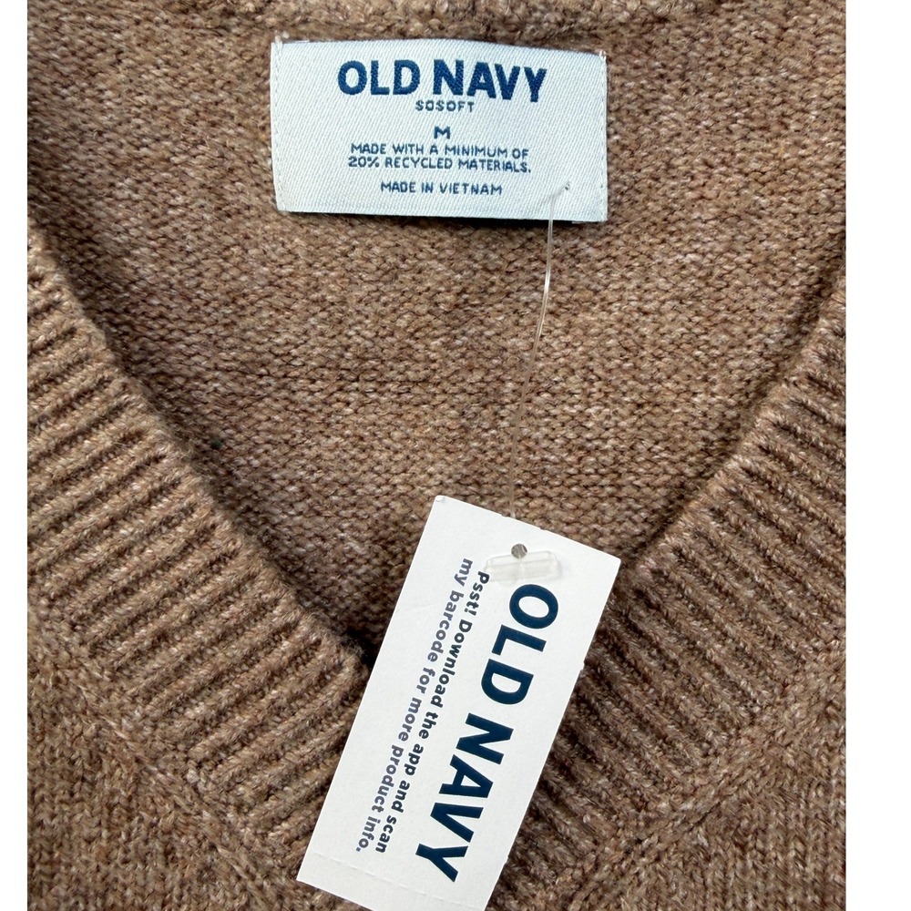 Old Navy SoSoft Sweater Mini Dress NWT Sleeveless V-Neck Marled Brown M - Picture 2 of 8